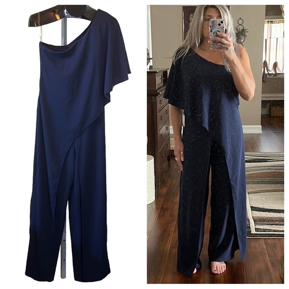 MARINA - One-Shoulder Flyaway Jersey Jumpsuit